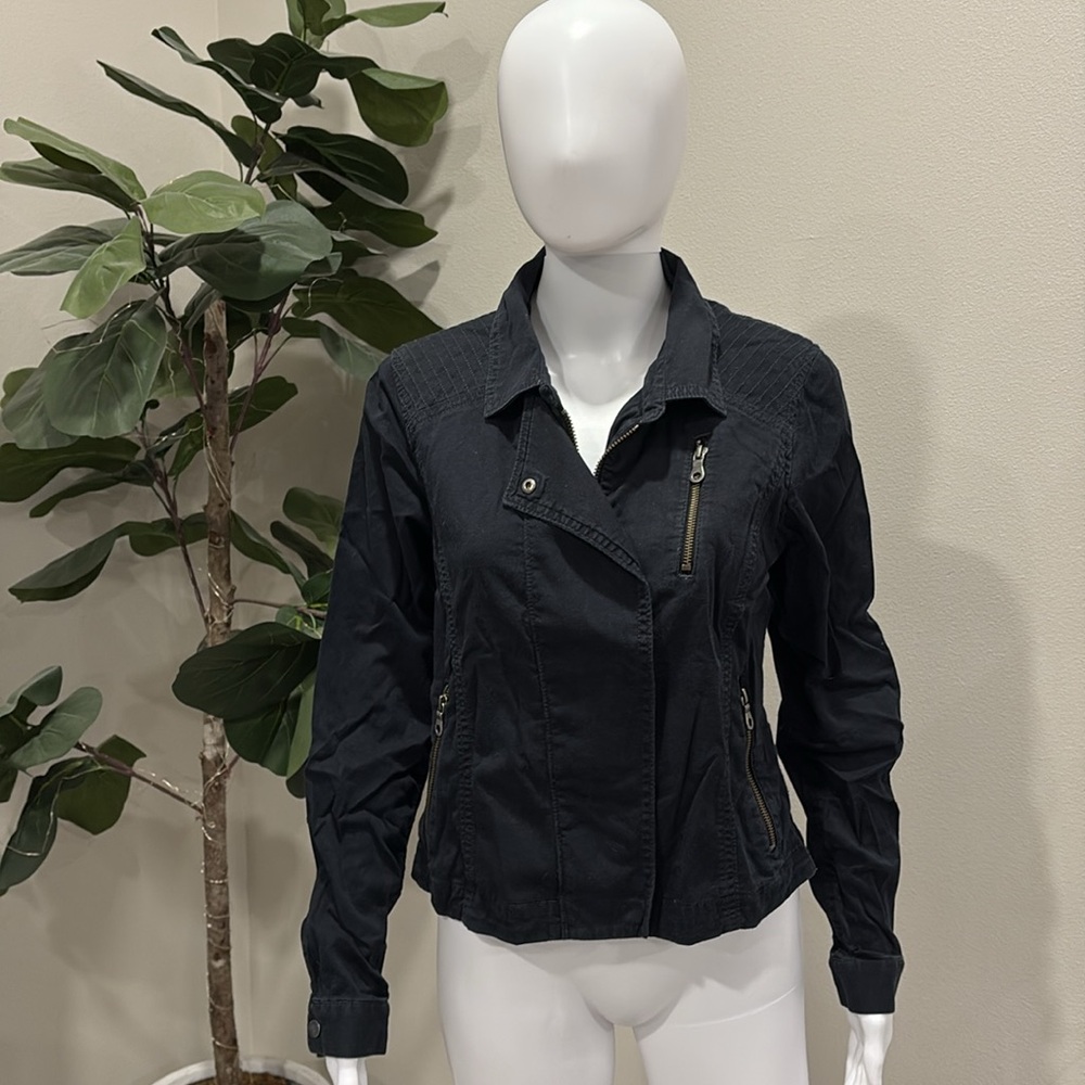 Athleta Black Zipper Moto Zip Jacket Size XS Lightweight Stretch Cotton Stretch - Picture 11 of 15